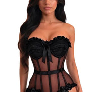 For Dreams Kadın Fantezi Body Kurdeleli Transparan Detaylı