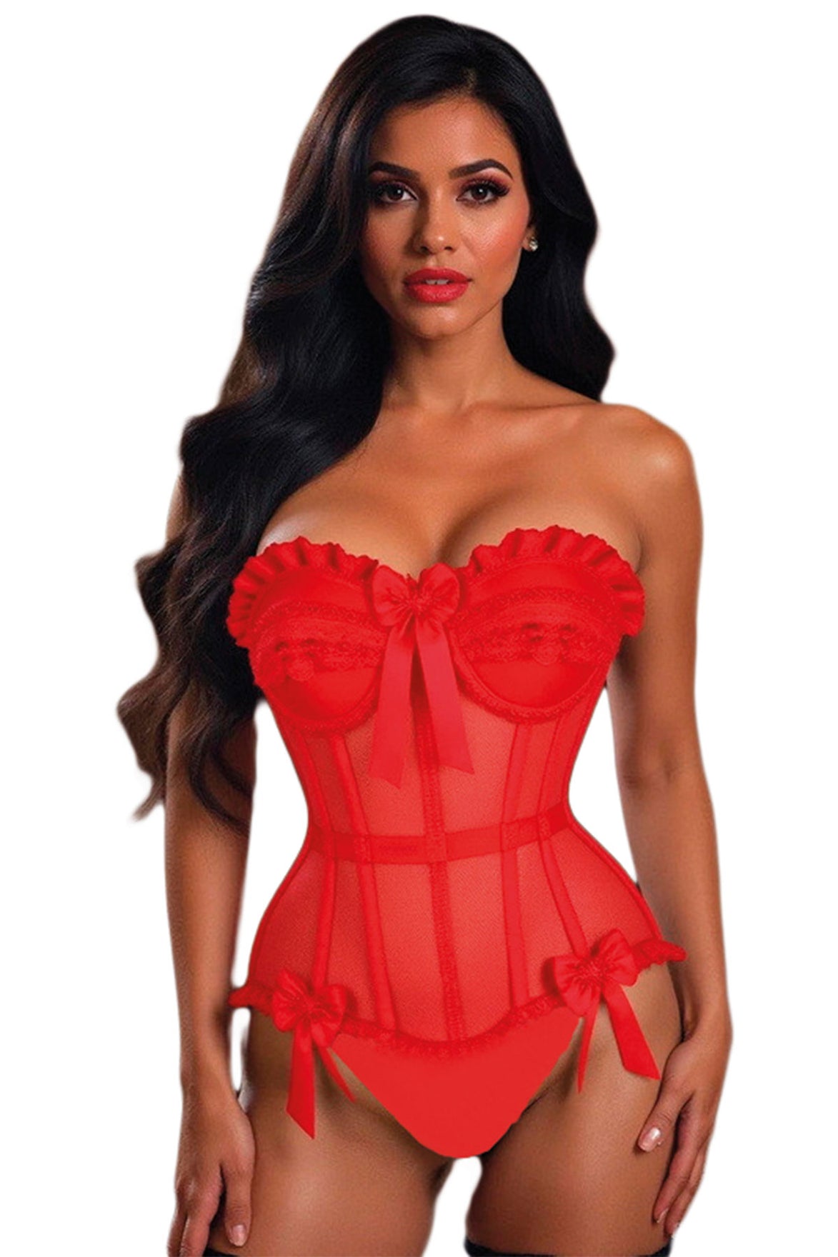 For Dreams Kadın Fantezi Body Kurdeleli Transparan Detaylı