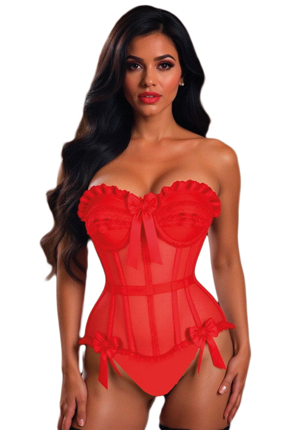 For Dreams Kadın Fantezi Body Kurdeleli Transparan Detaylı