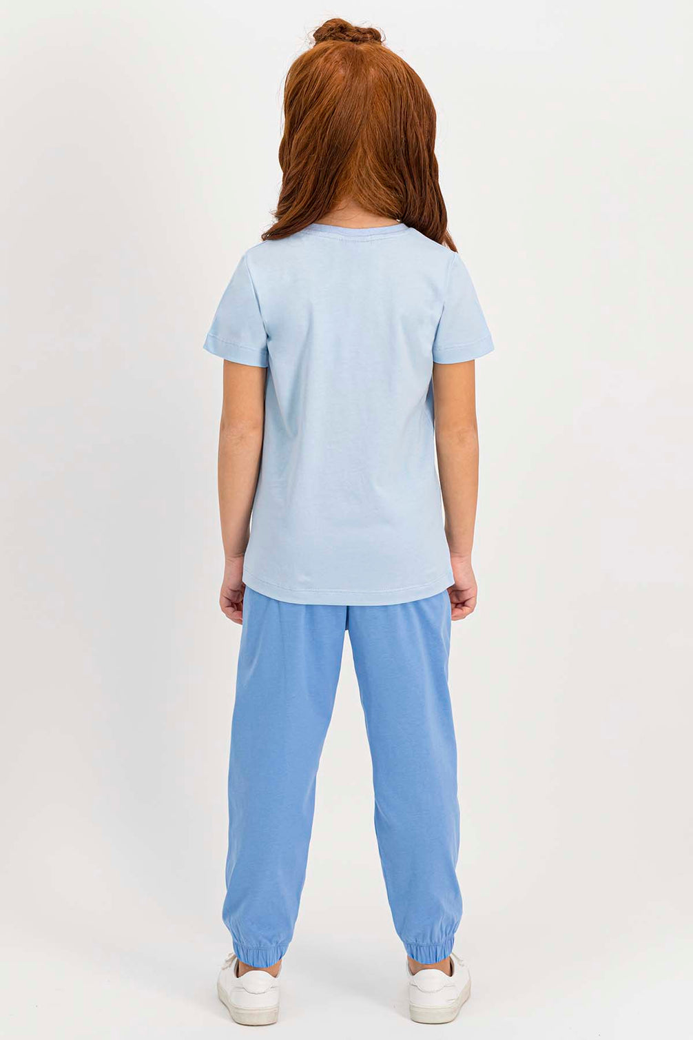 Frozen Lisanslı Kız Çocuk 2'li Pijama Takımı Yarım Kol Elsa Desenli Paça Lastikli
