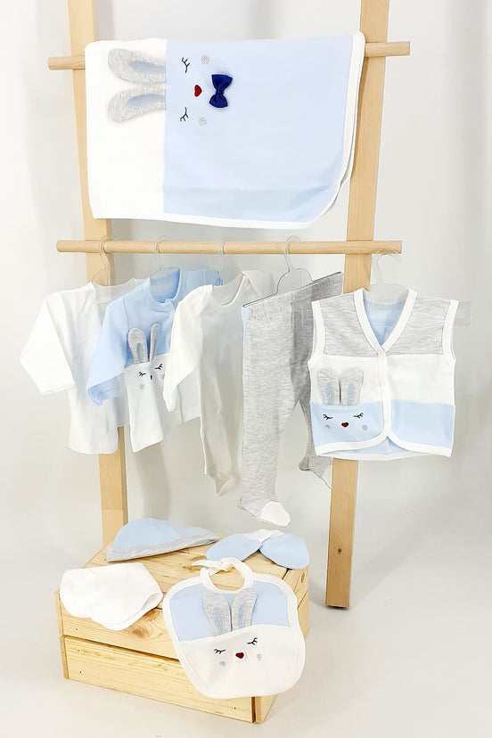 Gaye Unisex Bebek 10 lu Zıbın Seti Tavşan Nakışlı