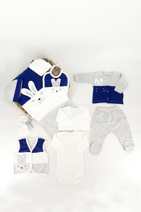 Gaye Unisex Bebek 10 lu Zıbın Seti Tavşan Nakışlı