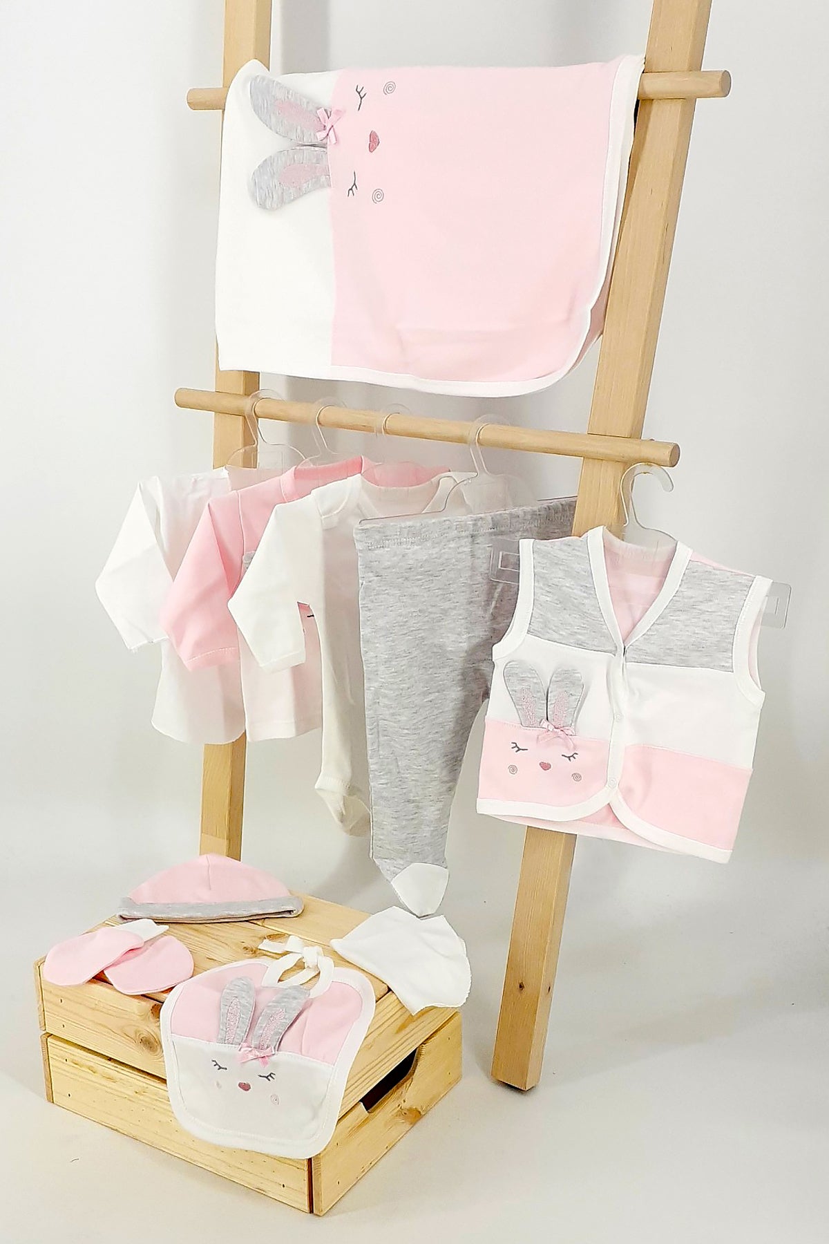 Gaye Unisex Bebek 10 lu Zıbın Seti Tavşan Nakışlı