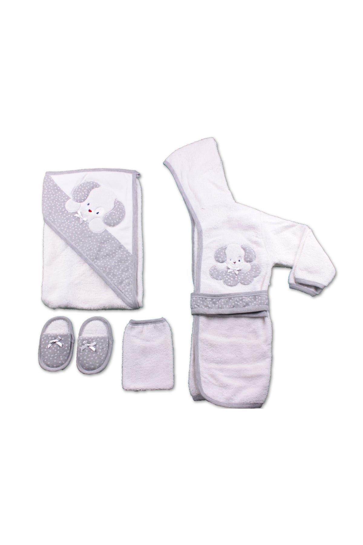 Gaye Unisex Bebek Bornoz Seti 3'lü Köpek Desenli