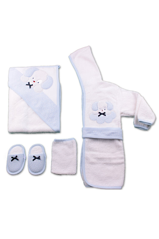 Gaye Unisex Bebek Bornoz Seti 3'lü Köpek Desenli