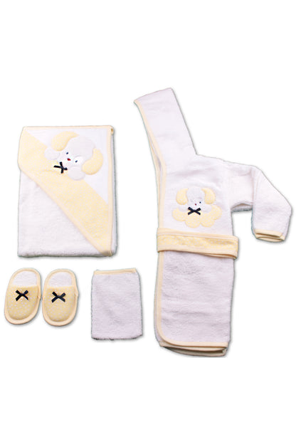 Gaye Unisex Bebek Bornoz Seti 3'lü Köpek Desenli
