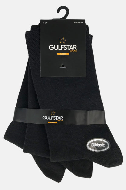 Gulfstar Kadın Soket Çorap 3'lü Dikişsiz Düz