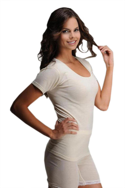 Hasyün Kadın Termal Üst İçlik Yün Kısa Kollu Atlet Ribana Biyeli