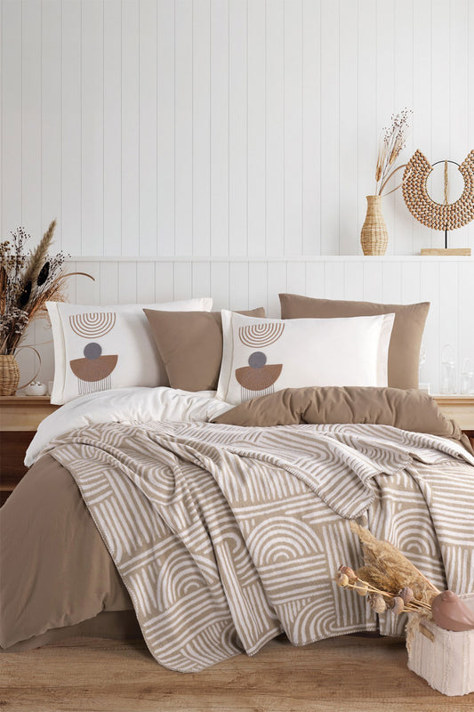 İyi Geceler İstanbul Battaniyeli Nevresim Takımı Babil 7 Parça Pamuklu