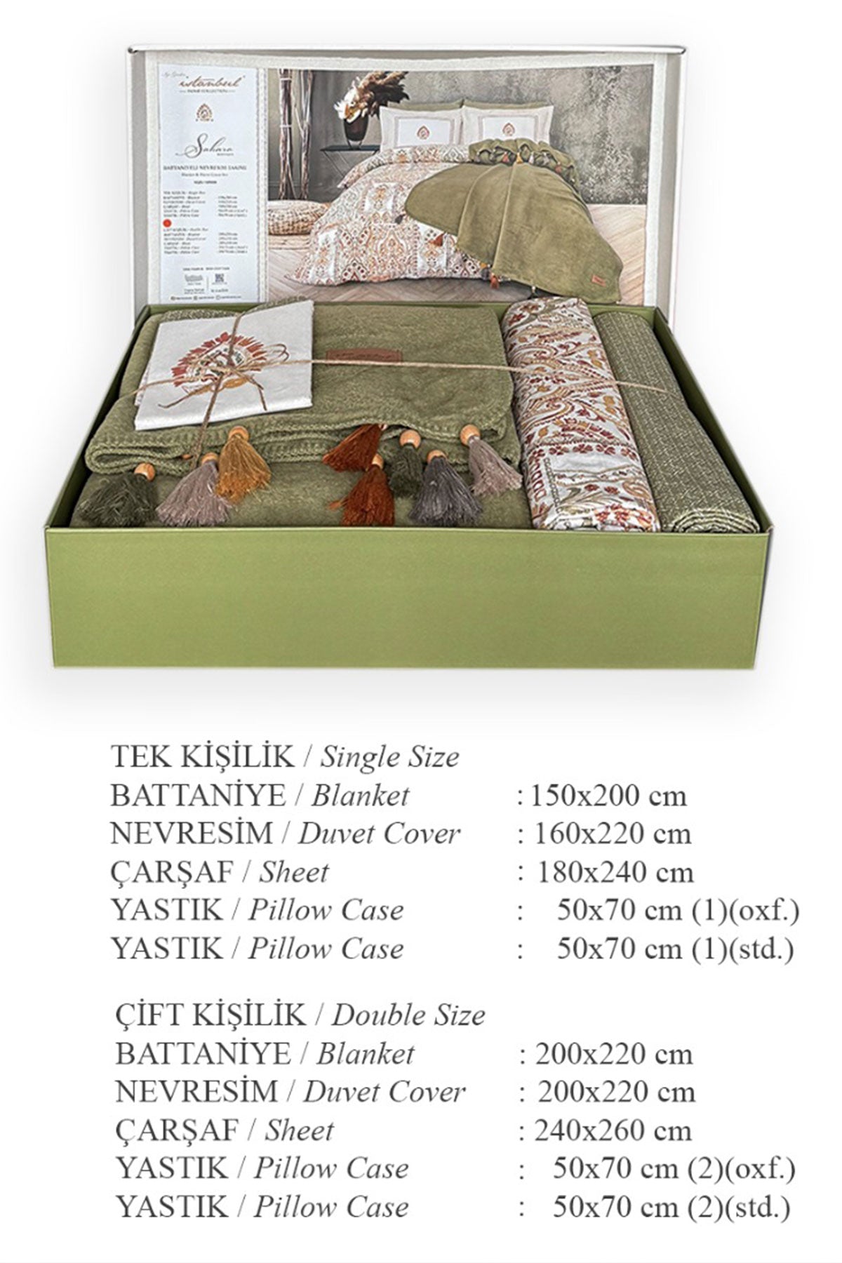 İyi Geceler İstanbul Battaniyeli Nevresim Takımı Sahara Tek Kişilik 160x220 Pamuklu