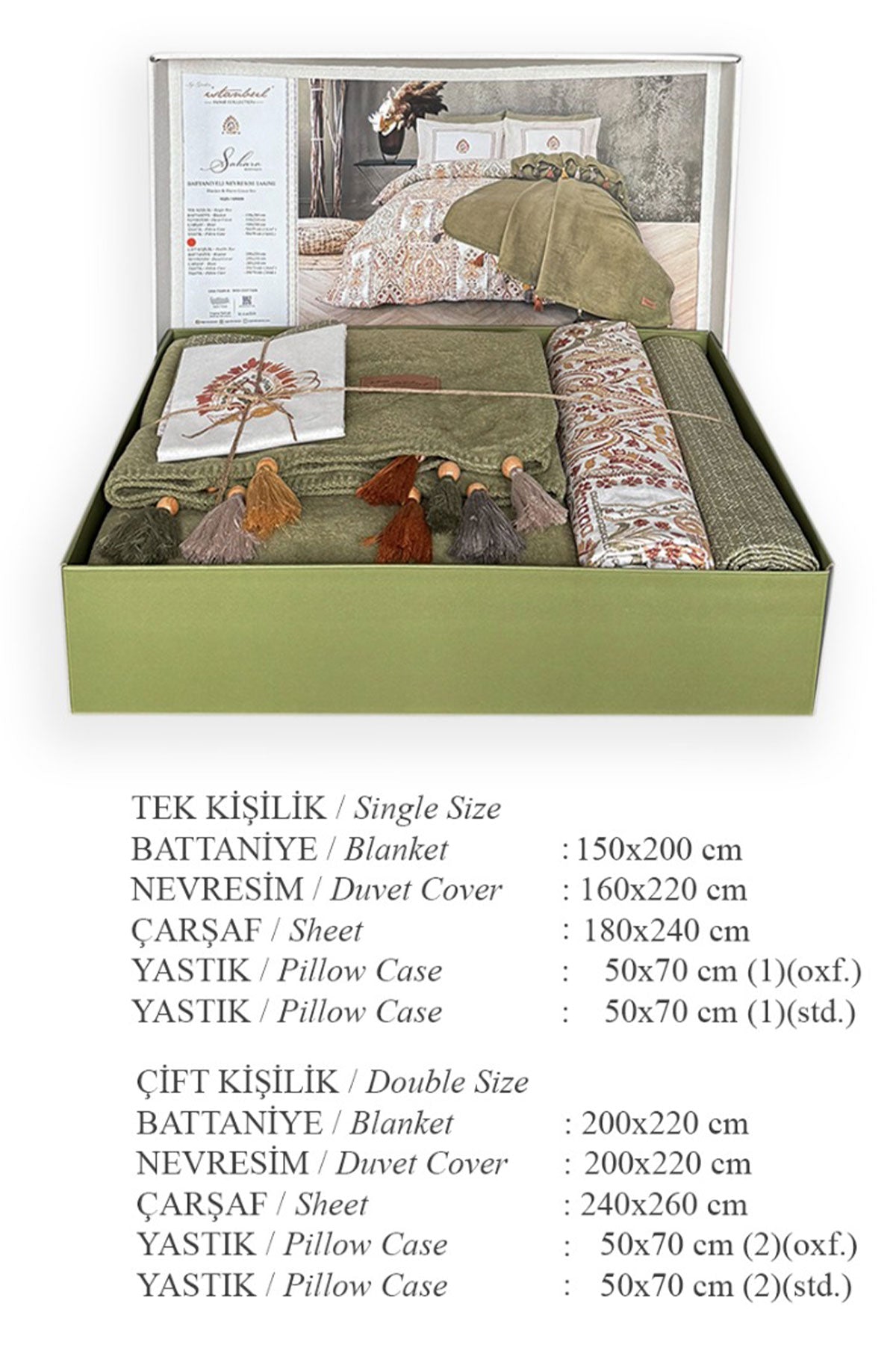 İyi Geceler İstanbul Battaniyeli Nevresim Takımı Sahara Tek Kişilik 160x220 Pamuklu