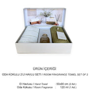 İyi Geceler İstanbul El Yüz Havlusu 50x90 Olive Earth Oda Kokulu 2'li Set Pamuklu