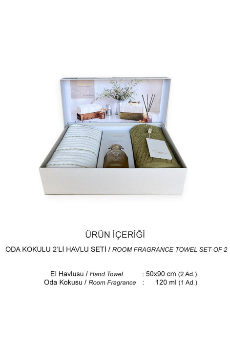 İyi Geceler İstanbul El Yüz Havlusu 50x90 Olive Earth Oda Kokulu 2'li Set Pamuklu