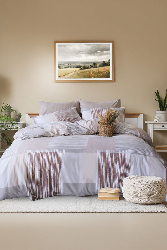 İyi Geceler İstanbul Nevresim Takımı Çift Kişilik Latte Pamuklu