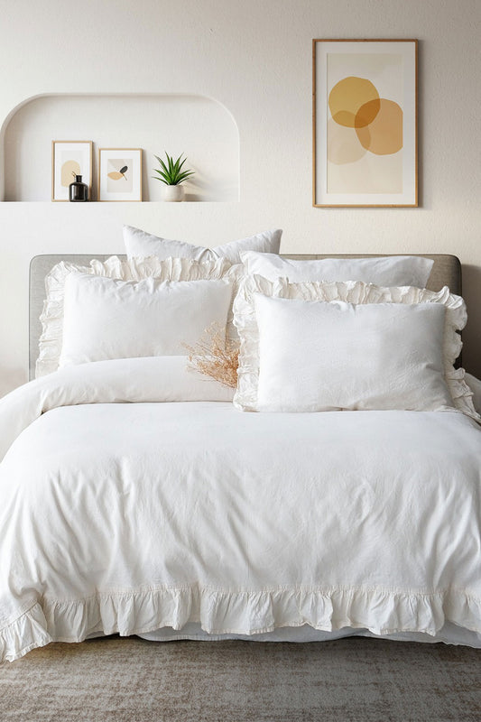 İyi Geceler İstanbul Nevresim Takımı Çift Kişilik Pastoral Fırfırlı Pamuklu