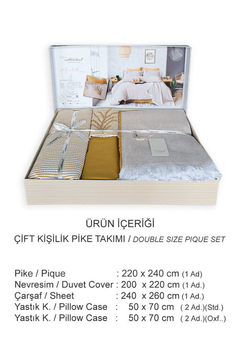 İyi Geceler İstanbul Nevresimli Pike Takımı Maribel 7 Parça Pamuklu
