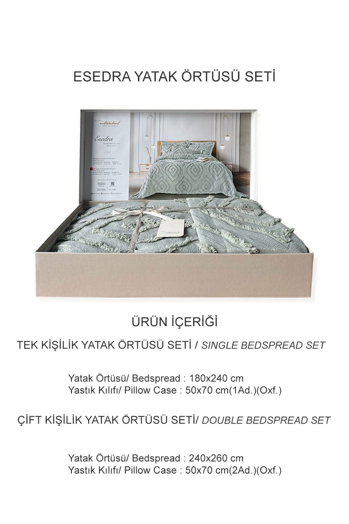 İyi Geceler İstanbul Yatak Örtüsü Takımı Esedra 3 Parça Pamuklu