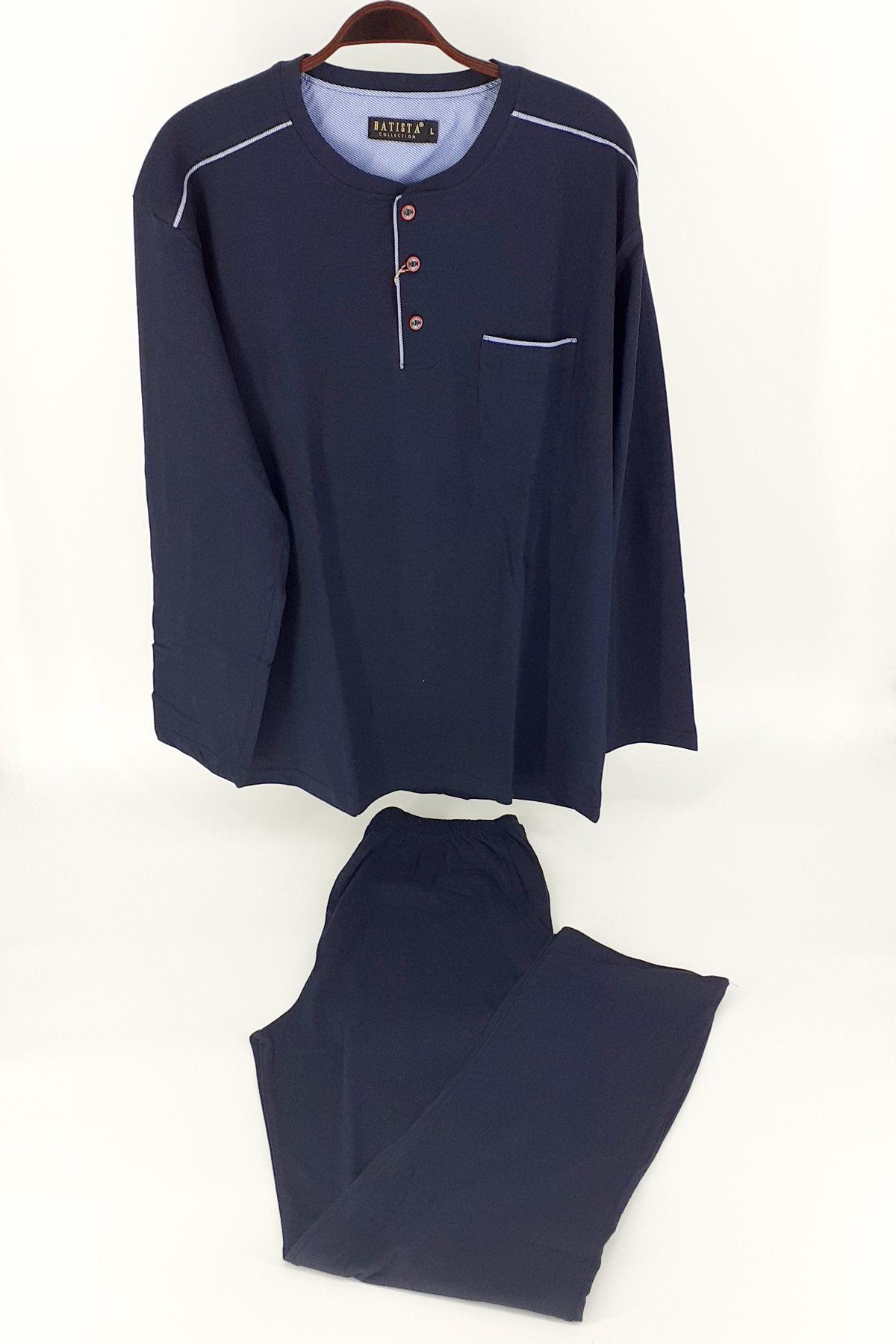 Jeremi Erkek Çeyizlik Pijama Takımı 3 Düğmeli Penye