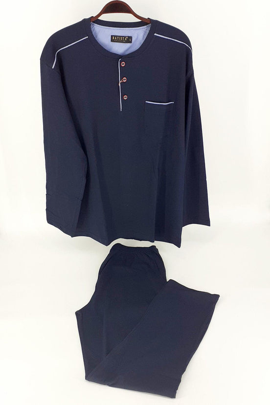 Jeremi Erkek Çeyizlik Pijama Takımı 3 Düğmeli Penye