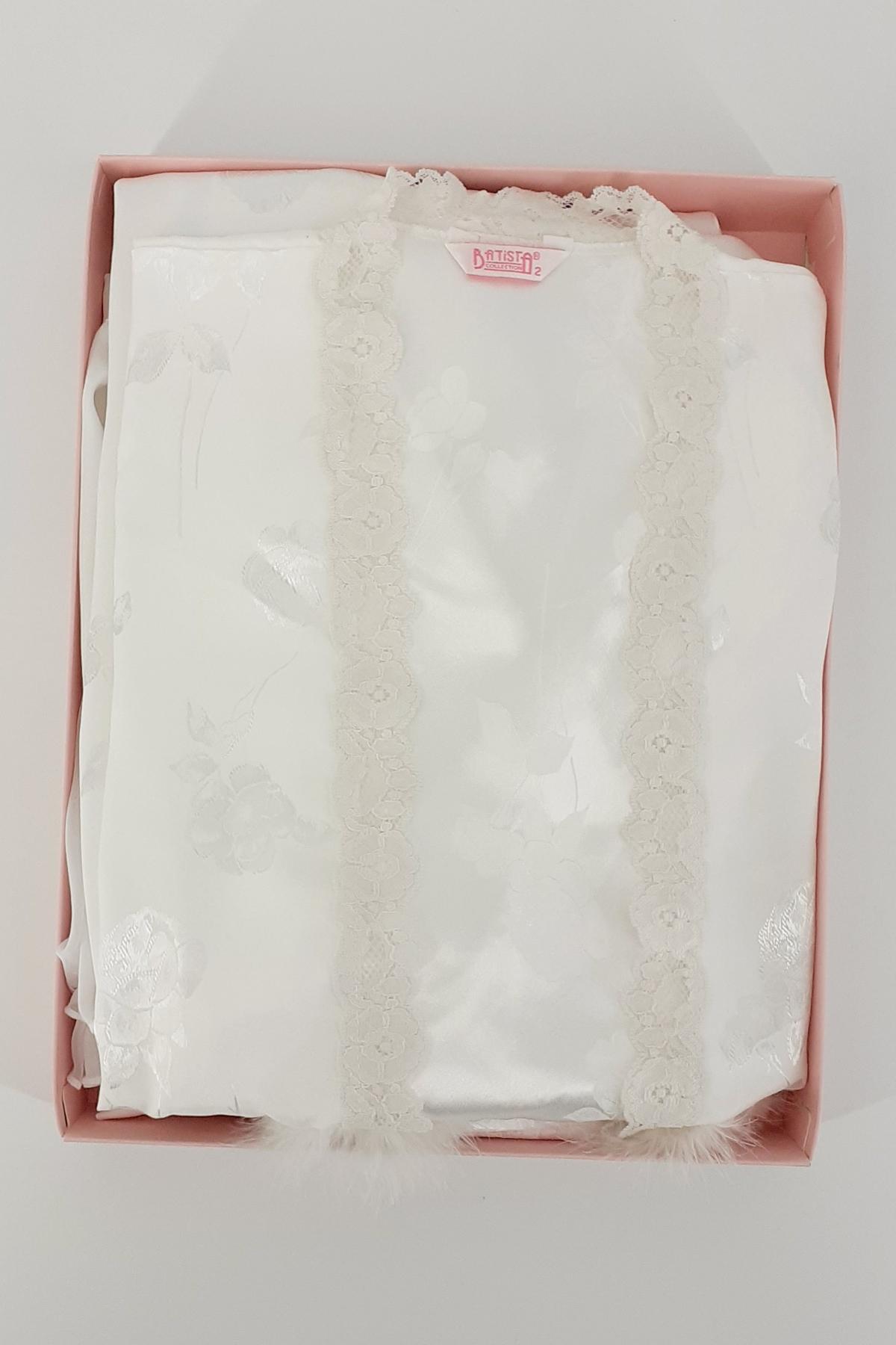 Jeremi Kadın 6'lı Set İpek Jakarlı Dantelli Swarovski Taşlı