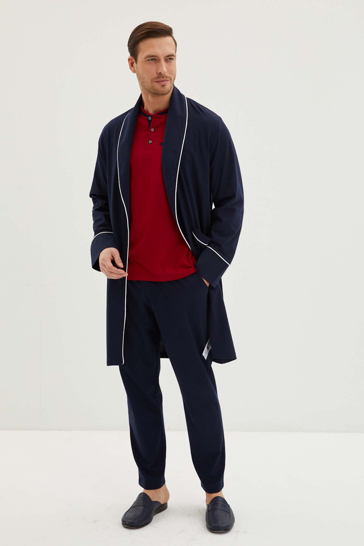 Kiğılı Erkek Pijama Takımı 3 Düğmeli 3'lü Rob Takım Penye