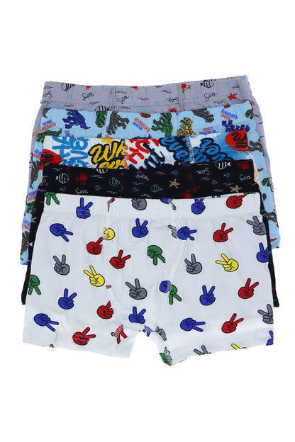 Kota Erkek Çocuk Boxer Baskılı Pamuklu