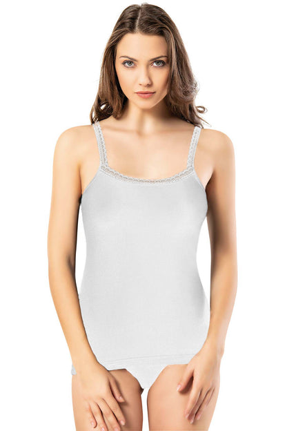 Kota Kadın Atlet İp Askılı Yaka Ve Askısı Dantelli Penye