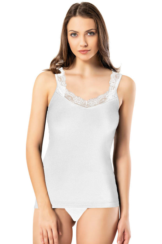 Kota Kadın Atlet İp Askılı Yaka Ve Askısı Dantelli Penye