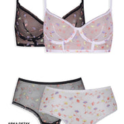 Koza Kadın Bralet Takım Balenli Transparan Tül Çiçekli
