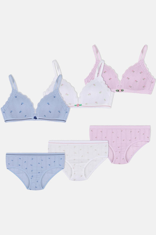 Koza Kadın Desteksiz Sütyen Külot Takımı Balensiz Çiçekli