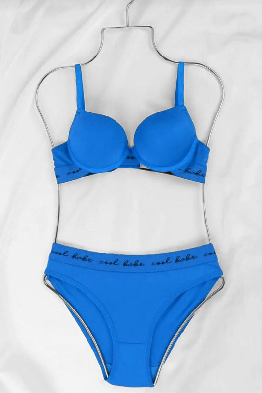 Koza Kadın Polyamid Full Destekli Spor Yazılı Sütyen Takım