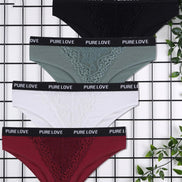 Koza Kadın Slip Külot Bikini Beli Yazılı Dantelli