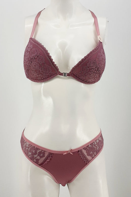 Koza Kadın Sütyen Takımı Desteksiz Sırt Dantelli Önden Açılan