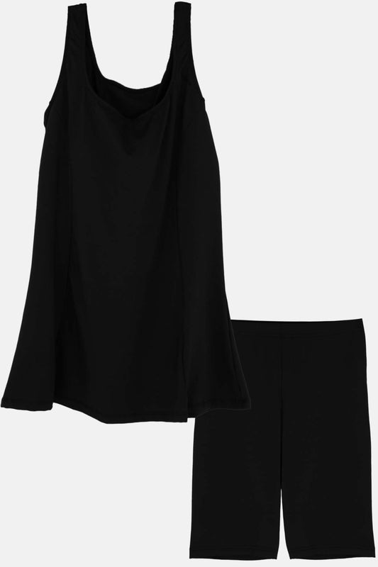 Ladytes Kadın Düz Taytlı Tankini