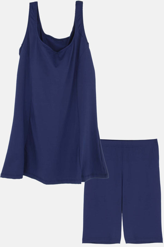 Ladytes Kadın Düz Taytlı Tankini
