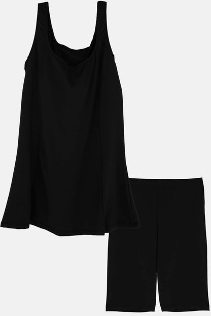Ladytes Kadın Düz Taytlı Tankini