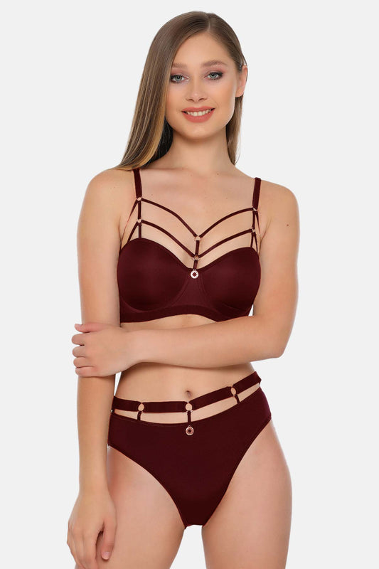 Lejardin Kadın Fantezi Desteksiz Sütyen Külot Takım Basic Cup