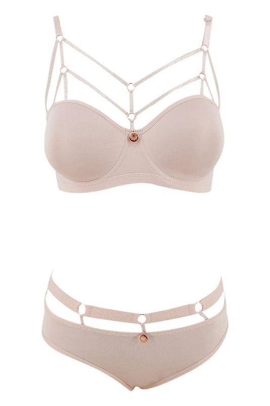 Lejardin Kadın Fantezi Desteksiz Sütyen Külot Takım Basic Cup