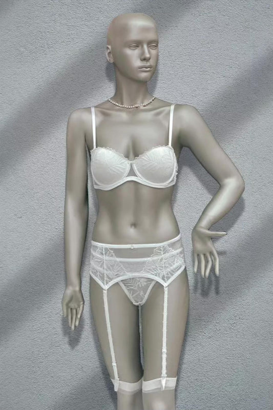 Lejardin Kadın Fantezi Jartiyer Takım Destekli Sütyen Push Up