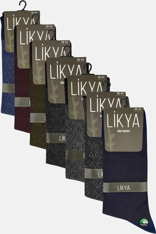 Likya Erkek Bambu Jakarlı Soket Çorap - Desenli