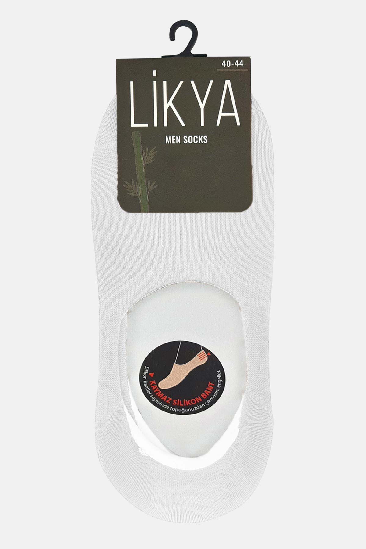 Likya Erkek Bambu Silikon Kaymaz Bantlı Babet Çorap - Düz