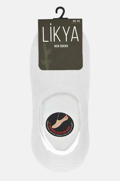 Likya Erkek Bambu Silikon Kaymaz Bantlı Babet Çorap - Düz
