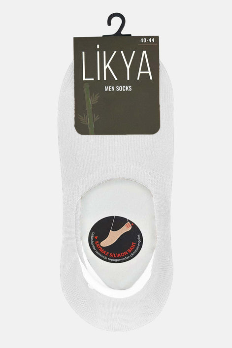 Likya Erkek Bambu Silikon Kaymaz Bantlı Babet Çorap - Düz