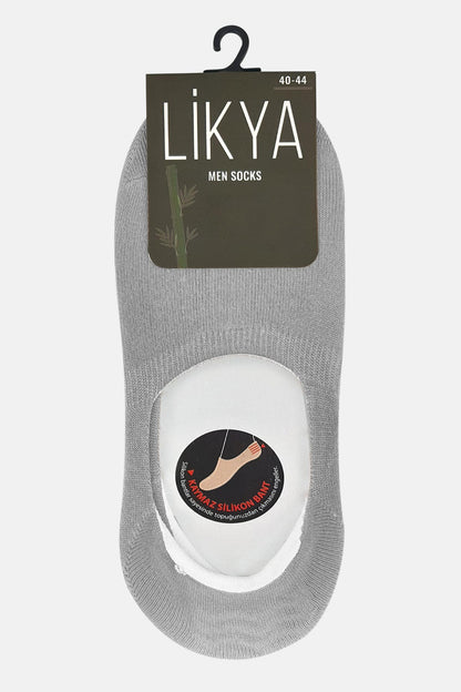 Likya Erkek Bambu Silikon Kaymaz Bantlı Babet Çorap - Düz