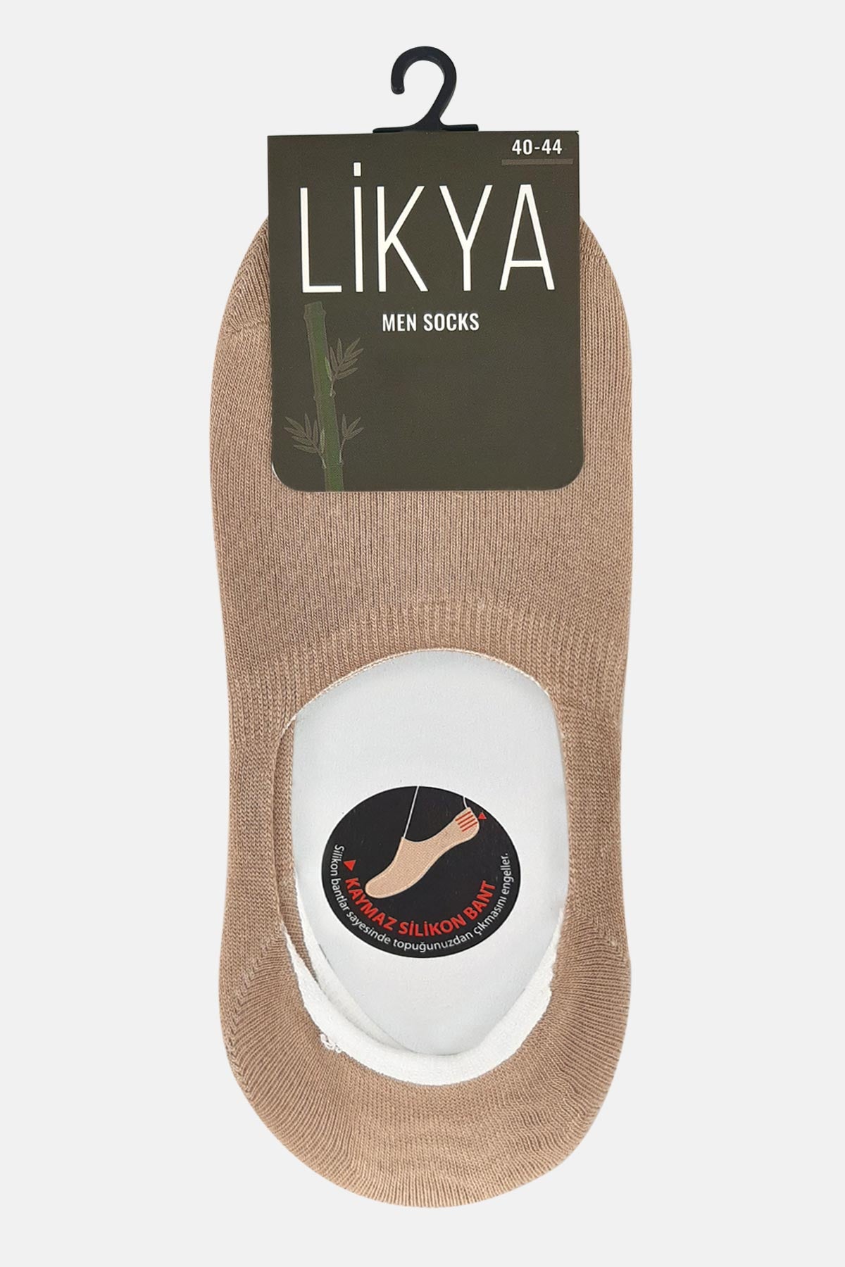 Likya Erkek Bambu Silikon Kaymaz Bantlı Babet Çorap - Düz