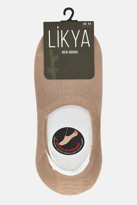 Likya Erkek Bambu Silikon Kaymaz Bantlı Babet Çorap - Düz