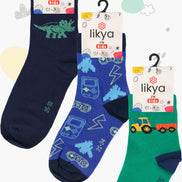 Likya Erkek Çocuk Soket Çorap 3'lü Pamuklu