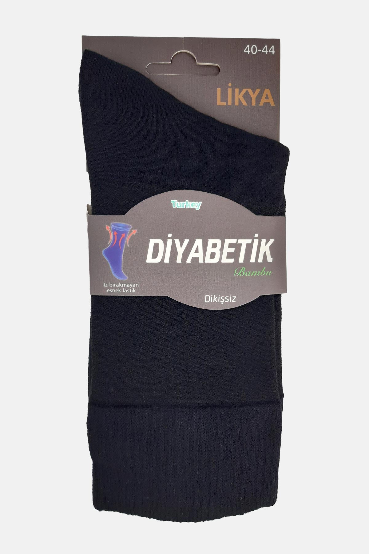 Likya Erkek Çorap Soket Diyabetik Lastiksiz Bambu Düz
