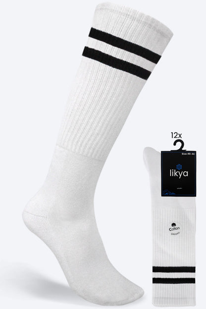 Likya Erkek Dizaltı Çorap Sporcu Çizgili Dikişsiz Taban Altı Havlu