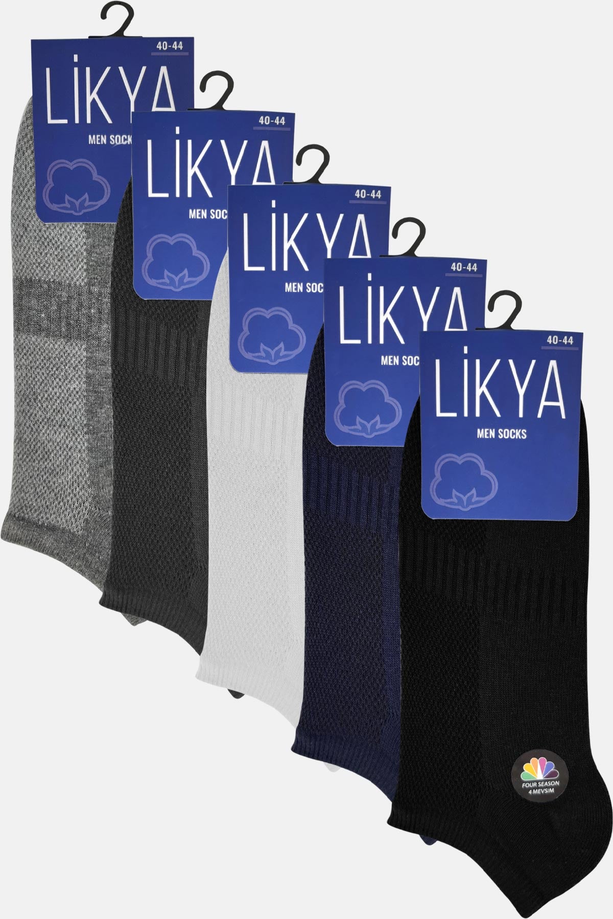 Likya Erkek Pamuklu Lastikli Patik Çorap - Düz